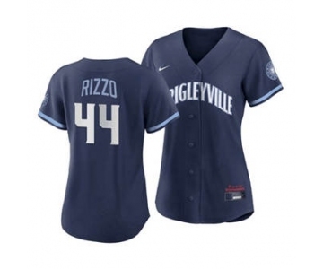 Women's Chicago Cubs #44 Anthony Rizzo 2021 Navy City Connect Stitched Baseball Jersey