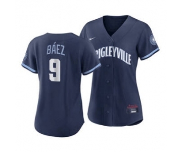 Women's Chicago Cubs #9 Javier Báez 2021 Navy City Connect Stitched Baseball Jersey