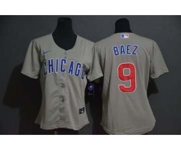 Women's Cubs #9 Javier Baez Gray 2020 Baseball Cool Base Jersey