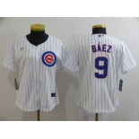 Women's Nike Chicago Cubs #9 Javier Baez Authentic Royal White Alternate Baseball Jersey