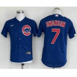 Youth Chicago Cubs #7 Dansby Swanson Blue Stitched MLB Cool Base Nike Jersey