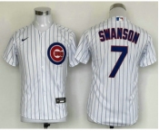 Youth Chicago Cubs #7 Dansby Swanson White Stitched MLB Cool Base Nike Jersey