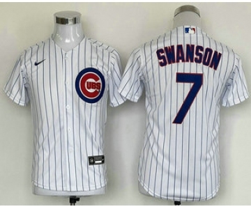 Youth Chicago Cubs #7 Dansby Swanson White Stitched MLB Cool Base Nike Jersey