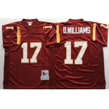 Mitchell and Ness Washington Redskins #17 Doug Williams Red With 50TH Patch Authentic Throwback Football Jersey