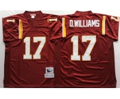 Mitchell and Ness Washington Redskins #17 Doug Williams Red With 50TH Patch Authentic Throwback Football Jersey