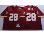 Mitchell and Ness Washington Redskins #28 Darrell Green Red With 50TH Patch Authentic Throwback Football Jersey