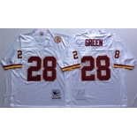 Mitchell and Ness Washington Redskins #28 Darrell Green White With 50TH Patch Authentic Throwback Football Jersey