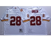 Mitchell and Ness Washington Redskins #28 Darrell Green White With 50TH Patch Authentic Throwback Football Jersey