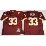 Mitchell and Ness Washington Redskins #33 Sammy Baugh Red With 50TH Patch Authentic Throwback Football Jersey