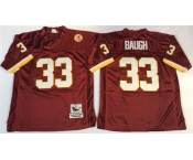 Mitchell and Ness Washington Redskins #33 Sammy Baugh Red With 50TH Patch Authentic Throwback Football Jersey