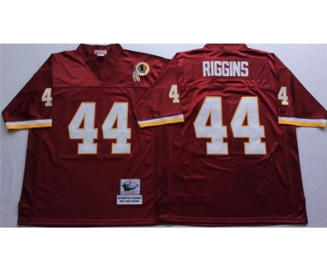 Mitchell and Ness Washington Redskins #44 John Riggins Red With 50TH Patch Authentic Throwback Football Jersey