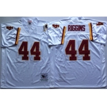 Mitchell and Ness Washington Redskins #44 John Riggins White With 50TH Patch Authentic Throwback Football Jersey