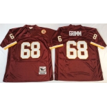 Mitchell and Ness Washington Redskins #68 Russ Grimm Red With 50TH Patch Authentic Throwback Football Jersey