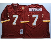 Mitchell and Ness Washington Redskins #7 Joe Theismann Red With 50TH Patch Authentic Throwback Football Jersey