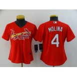 Women Nike St.Louis Cardinals #4 Yadier Molina Red Alternate Stitched Baseball Jersey