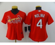 Women Nike St.Louis Cardinals #4 Yadier Molina Red Alternate Stitched Baseball Jersey