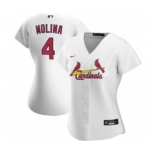 Women's St. Louis Cardinals #4 Yadier Molina Home 2020 Baseball Player Jersey White