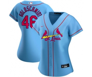 Women's St. Louis Cardinals #46 Paul Goldschmidt Alternate 2020 Baseball Player Jersey Light Blue