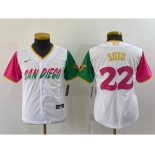 Women San Diego Padres #22 Juan Soto White 2022 City Connect Cool Base Stitched Jersey