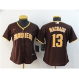 Women's Padres #13 Manny Machado Brown 2020 Baseball Cool Base Jersey