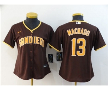 Women's Padres #13 Manny Machado Brown 2020 Baseball Cool Base Jersey