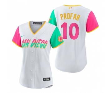 Women's San Diego Padres #10 Jurickson Profar White 2022 City Connect Cool Base Stitched Baseball Jerse