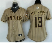 Women's San Diego Padres #13 Manny Machado Khaki Limited Cool Base Jersey