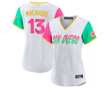 Women's San Diego Padres #13 Manny Machado White 2022 City Connect Cool Base Stitched Baseball Jersey