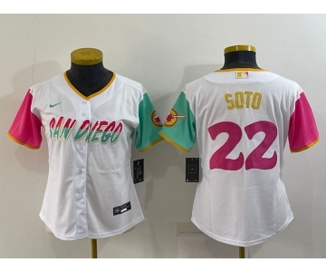 Women's San Diego Padres #22 Juan Soto White 2022 City Connect Cool Base Stitched Jersey