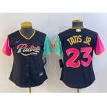 Women's San Diego Padres #23 Fernando Tatis Jr Black 2022 City Connect Cool Base Stitched Jersey