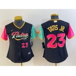 Women's San Diego Padres #23 Fernando Tatis Jr Black Number 2022 City Connect Cool Base Stitched Jersey