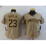 Women's San Diego Padres #23 Fernando Tatis Jr. Replica Light Brown Strip Nike Jersey