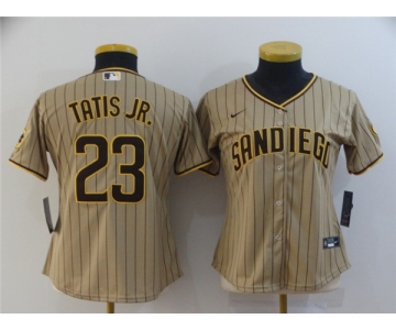 Women's San Diego Padres #23 Fernando Tatis Jr. Replica Light Brown Strip Nike Jersey