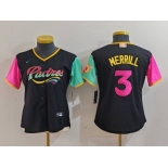 Women's San Diego Padres #3 Jackson Merrill Black Fashion Baseball Jersey