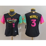 Women's San Diego Padres #3 Jackson Merrill Black Player Number Fashion Baseball Jersey