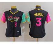 Women's San Diego Padres #3 Jackson Merrill Black Player Number Fashion Baseball Jersey