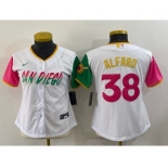 Women's San Diego Padres #38 Jorge Alfaro White 2022 City Connect Cool Base Stitched Jersey