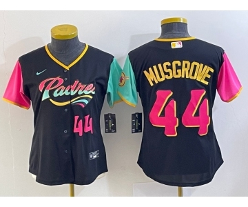 Women's San Diego Padres #44 Joe Musgrove Number Black 2022 City Connect Cool Base Stitched Jersey