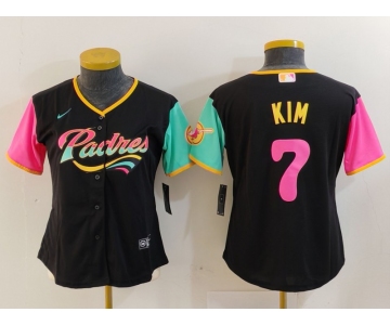 Women's San Diego Padres #7 Ha Seong Kim Black Fashion Baseball Jersey