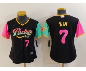 Women's San Diego Padres #7 Ha Seong Kim Black Player Number Fashion Baseball Jersey