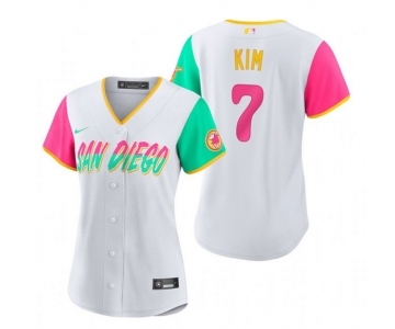 Women's San Diego Padres #7 Ha Seong Kim White 2022 City Connect Cool Base Stitched Baseball Jersey