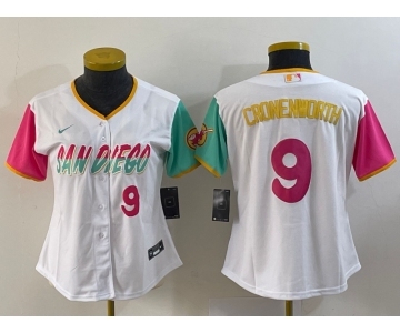 Women's San Diego Padres #9 Jake Cronenworth White Number 2022 City Connect Cool Base Stitched Jersey