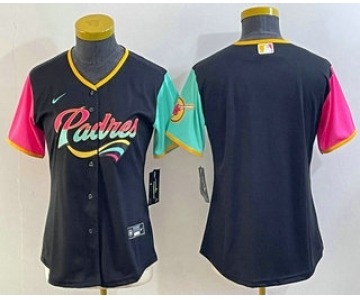 Women's San Diego Padres Blank Black 2022 City Connect Cool Base Stitched Jersey