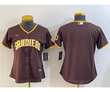 Women's San Diego Padres Blank Brown Cool Base Stitched Jersey