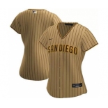 Women's San Diego Padres Blank Tan Brown Cool Base Stitched Baseball Jersey