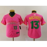 Youth San Diego Padres #13 Manny Machado Pink Player Number Fashion Baseball Jersey