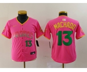 Youth San Diego Padres #13 Manny Machado Pink Player Number Fashion Baseball Jersey