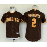 Youth San Diego Padres #2 Xander Bogaerts Brown Cool Base Stitched Baseball Jersey