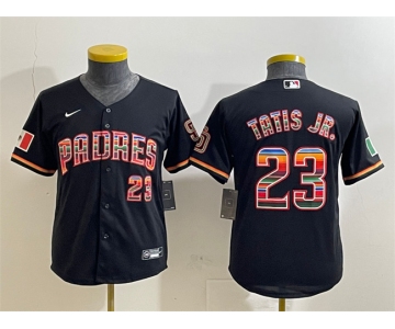 Youth San Diego Padres #23 Fernando Tatis Jr. Black Mexico Cool Base Stitched Baseball Jersey