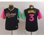 Youth San Diego Padres #3 Jackson Merrill Black Fashion Baseball Jersey